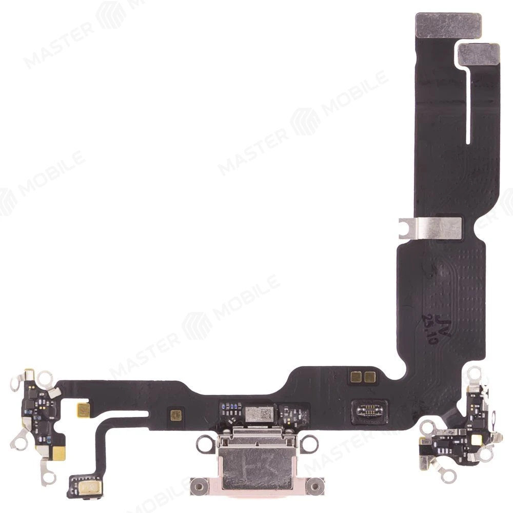 Шлейф для Apple iPhone 15 Plus с комп. + разъем зарядки + микрофон (розовый) (ORIG100) фото №1