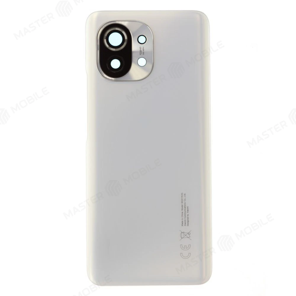 Задняя крышка для Xiaomi Mi 11 5G (M2011K2G) (белый) (в сборе со стеклом камеры) (ORIG100)