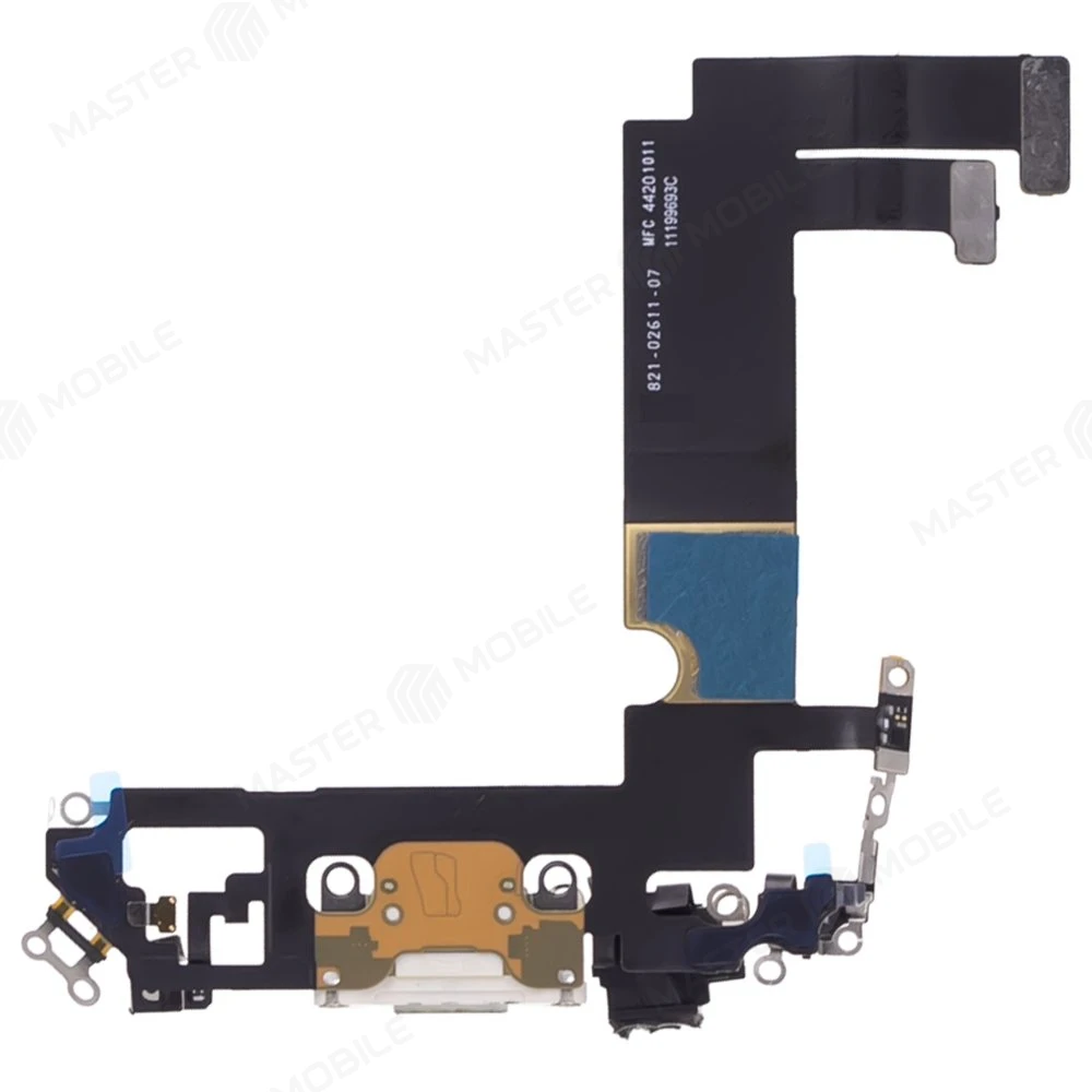 Шлейф для Apple iPhone 12 mini с комп. + разъем зарядки + микрофон (белый) (ORIG100) фото №2