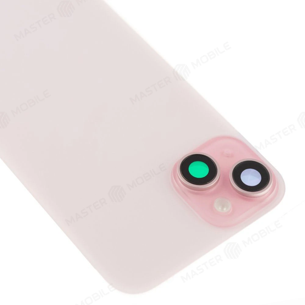 Задняя крышка для Apple iPhone 15 Plus (розовый) (в сборе со стеклом камеры и шлейфом) (Premium)  фото №3