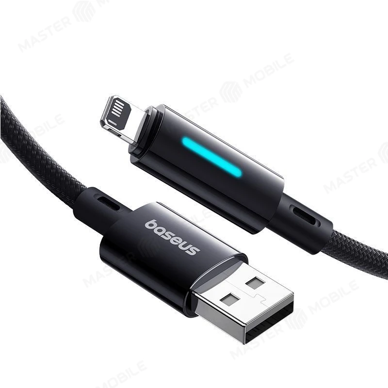 Дата-кабель Baseus Lit Button-Control USB - Lightning 1 м (плетеный) (черный) фото №3
