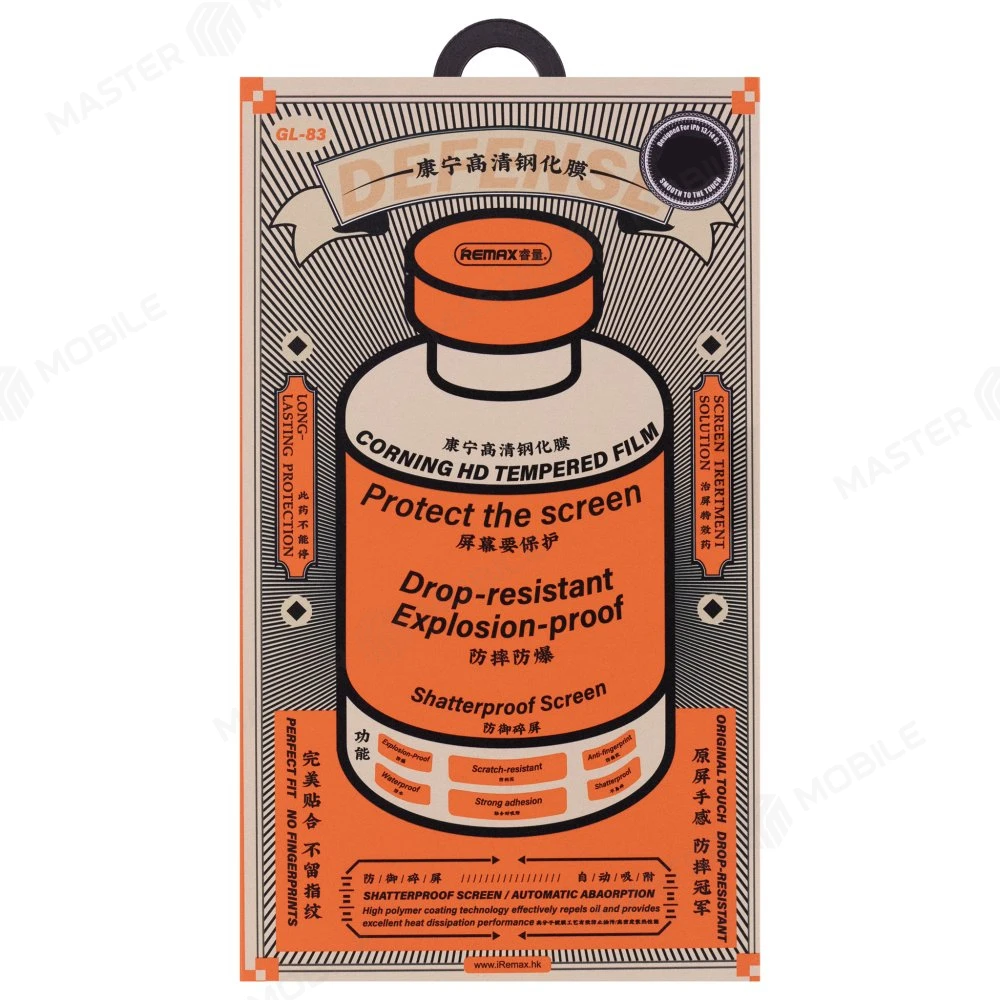 Защитное стекло Remax Corning Glass GL-83 для Apple iPhone 13 Pro Max / iPhone 14 Plus (усиленное) (черный) фото №1