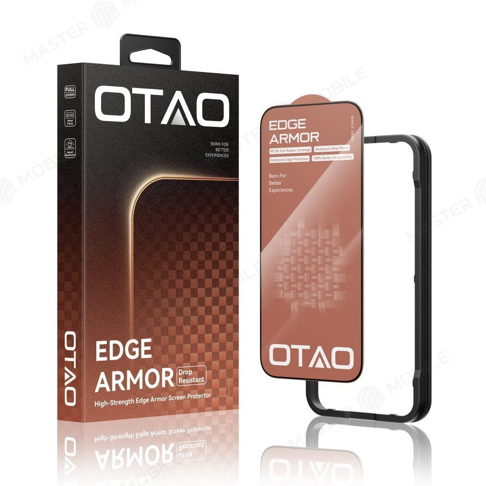 Защитное стекло OTAO Edge Armor для Apple iPhone 17 Pro Max / iPhone 18 Pro Max (металлическая рамка) 