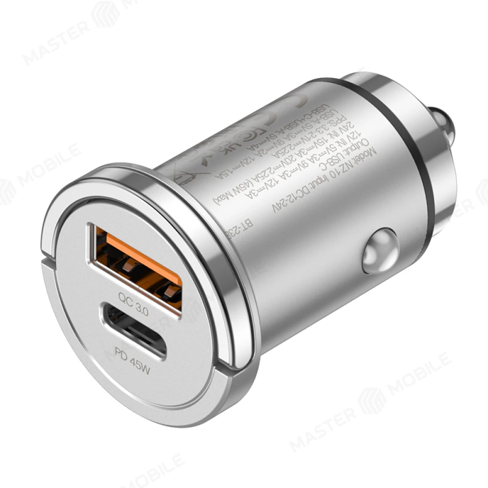 Автомобильное зарядное устройство Hoco NZ10 USB + TypeC 45W (серый) фото №5