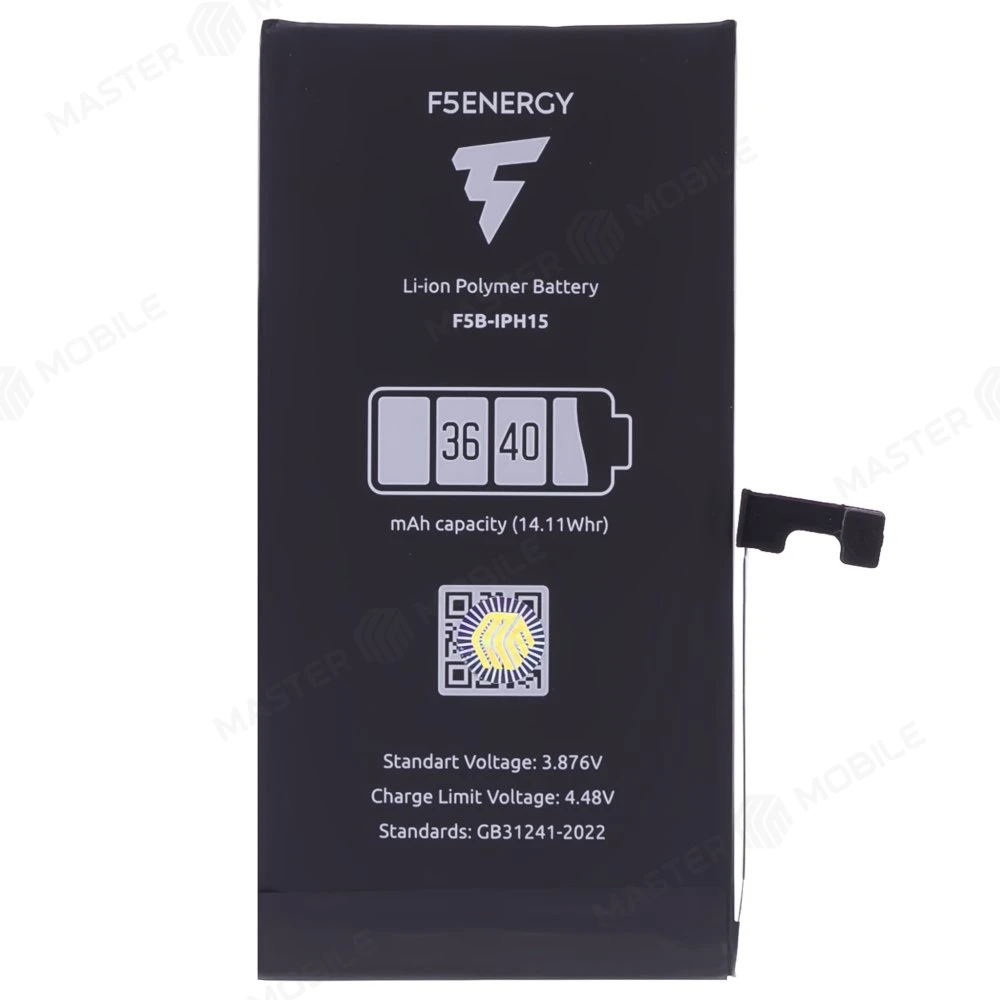 Аккумулятор для Apple iPhone 15 (F5ENERGY) (усиленный) (3640 мАч) (SPECIAL EDITION) + двухсторонний скотч