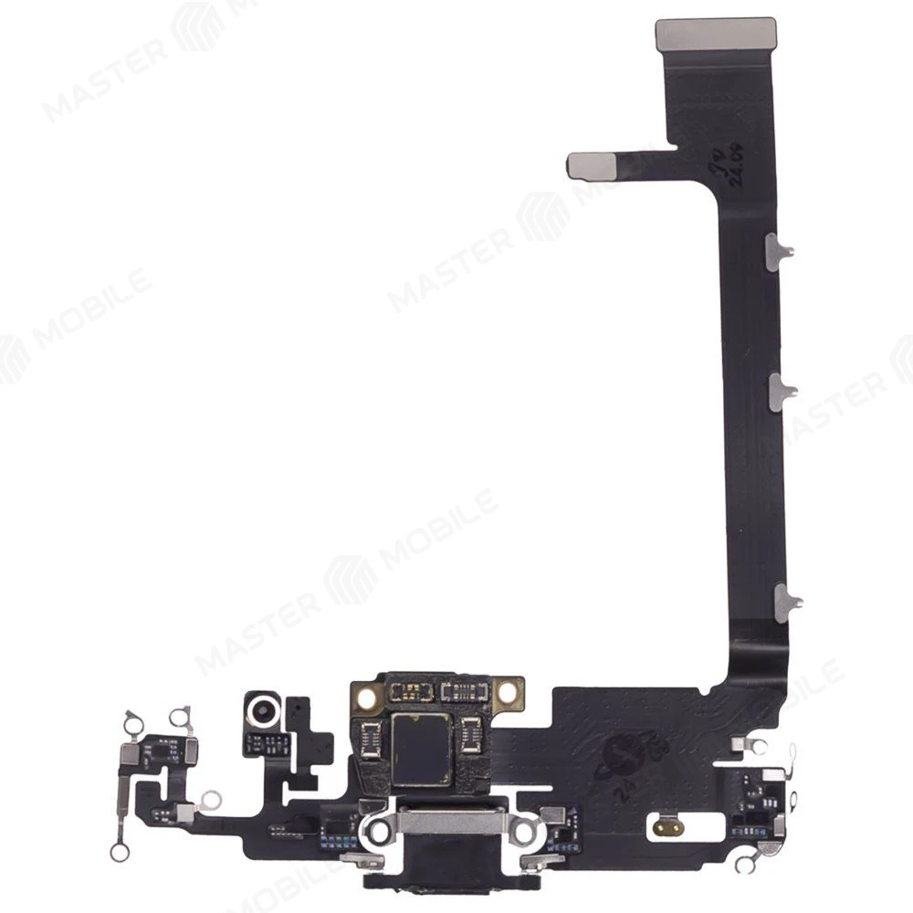 Шлейф для Apple iPhone 11 Pro Max с комп. + разъем зарядки + микрофон (черный) (ORIG100) фото №1