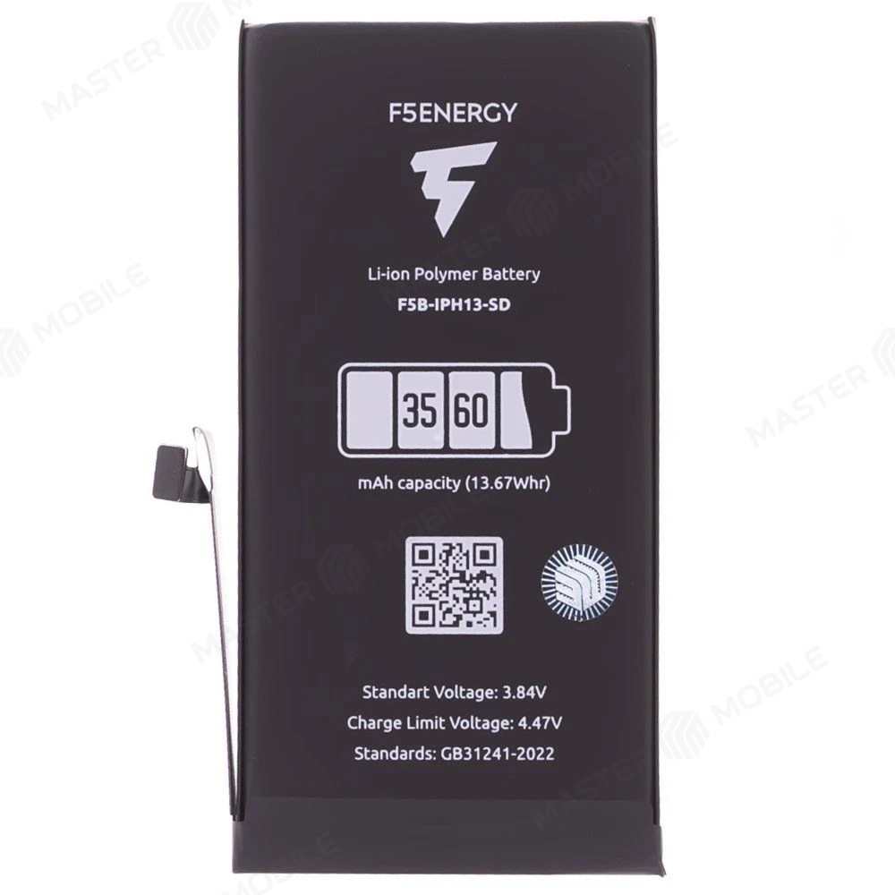 Аккумулятор для Apple iPhone 13 (F5ENERGY) (усиленный) (3560 мАч) (SPECIAL EDITION) (SYSTEM DIAGNOSABLE) + двухсторонний скотч фото №1