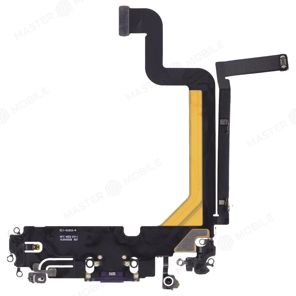 Шлейф для Apple iPhone 14 Pro Max с комп. + разъем зарядки + микрофон (фиолетовый) (ORIG100) фото №2