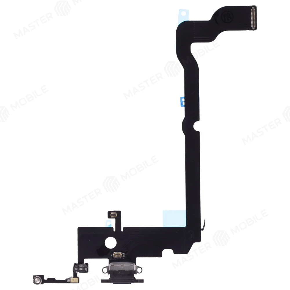 Шлейф для Apple iPhone Xs Max с комп. + разъем зарядки + микрофон (черный)  фото №1