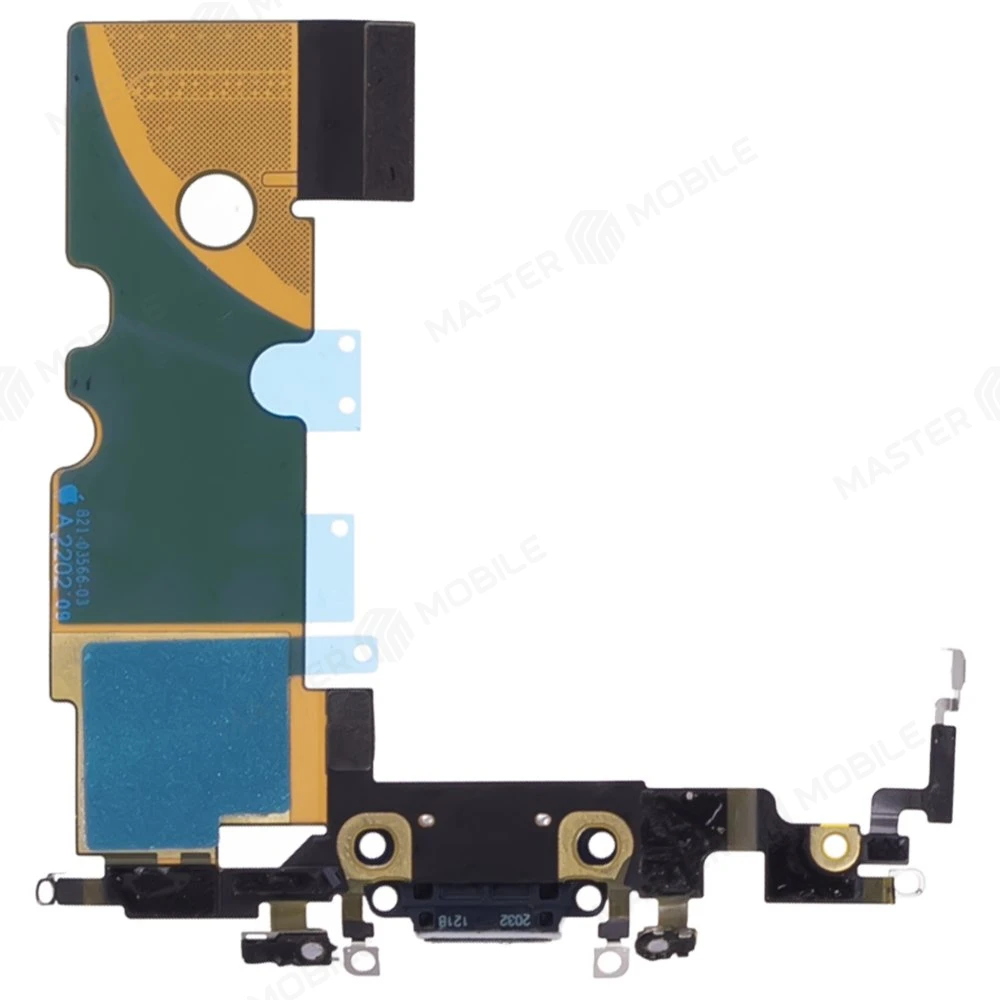 Шлейф для Apple iPhone SE 2022 с комп. + разъем зарядки + микрофон (черный) (ORIG100) фото №2