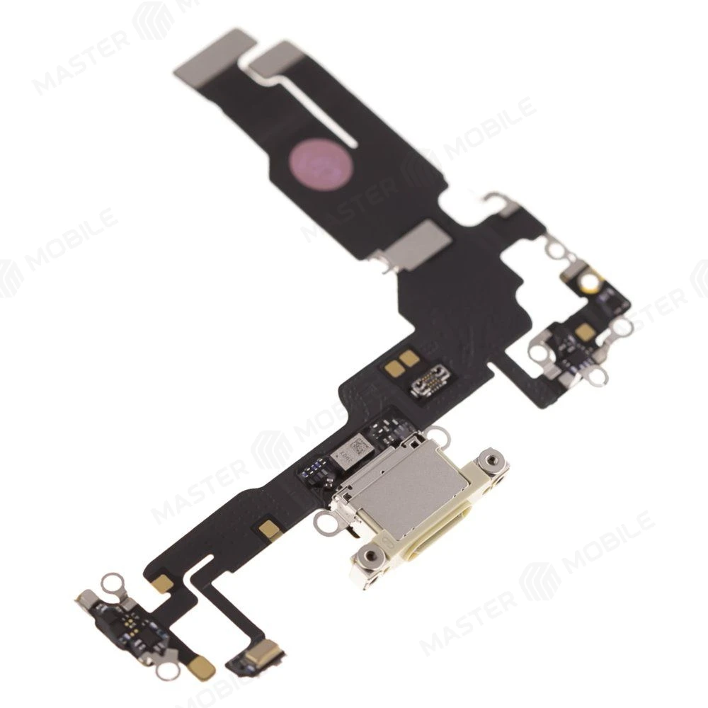 Шлейф для Apple iPhone 15 с комп. + разъем зарядки + микрофон (желтый) (ORIG100) фото №3