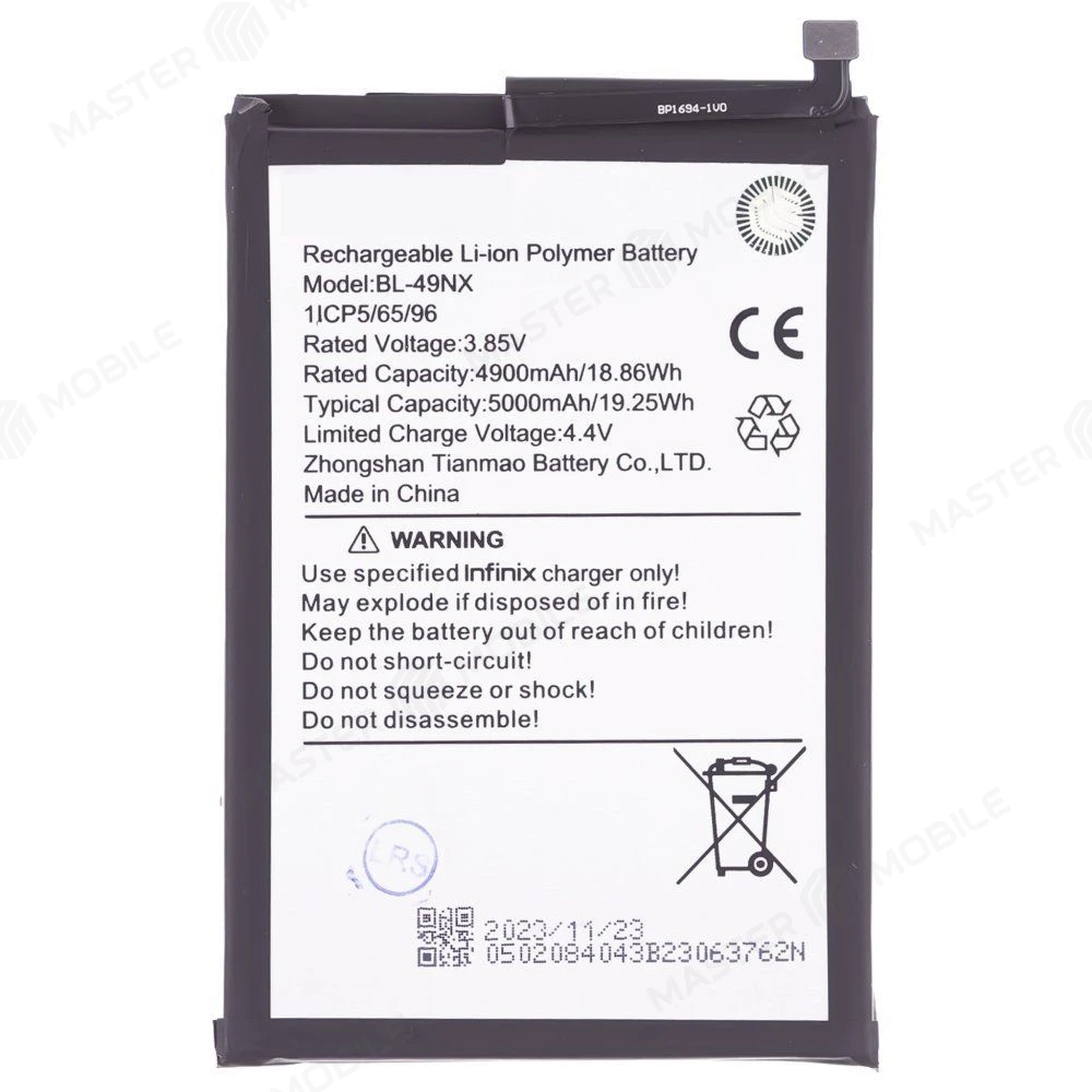 Аккумулятор для Tecno Pop 7 (BF6) / Spark GO 2023 (BF7) / Spark GO 2024 (BG6) (BL-49NT) (ORIG100) (SP) фото №1