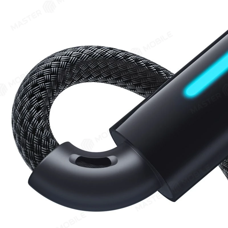 Дата-кабель Baseus Lit Button-Control USB - Lightning 1 м (плетеный) (черный) фото №5