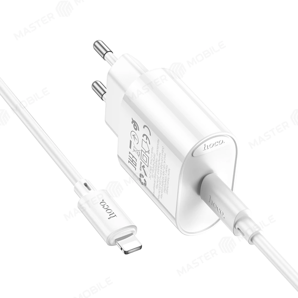 Сетевое зарядное устройство Hoco C109A TypeC 20W + кабель TypeC - Lightning (белый) фото №3