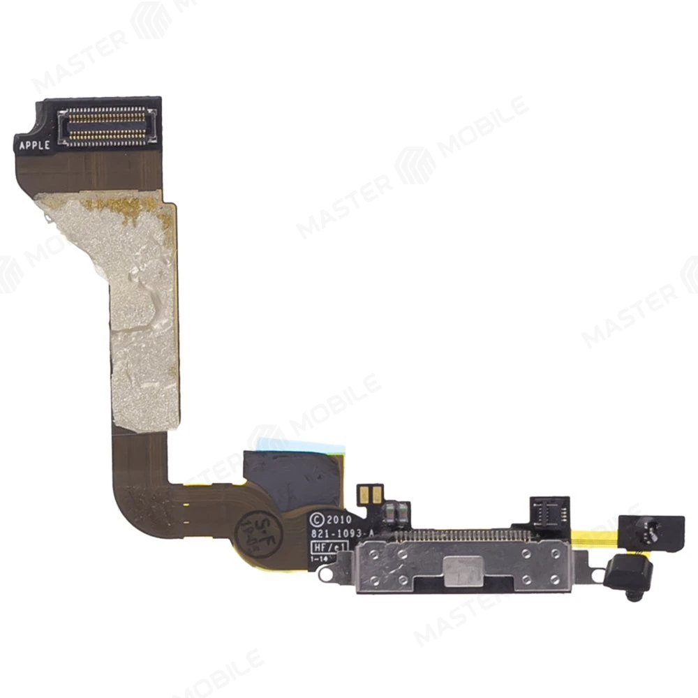 Шлейф для Apple iPhone 4 с комп. + разъем зарядки + микрофон (черный)  фото №1