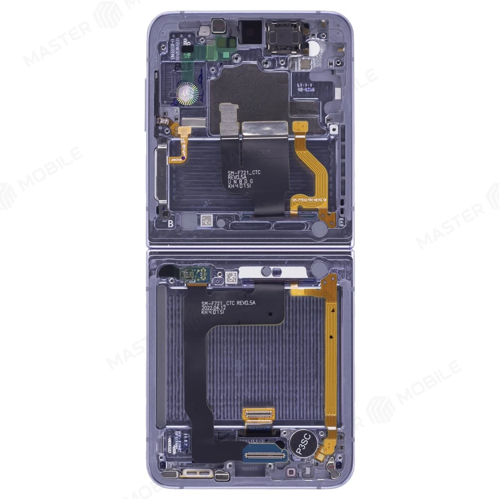 Дисплей для Samsung F721 Galaxy Z Flip 4 + тачскрин (внутренний) (голубой) (в рамке) (ORIG100) (возможен дефект ЛКП) фото №2