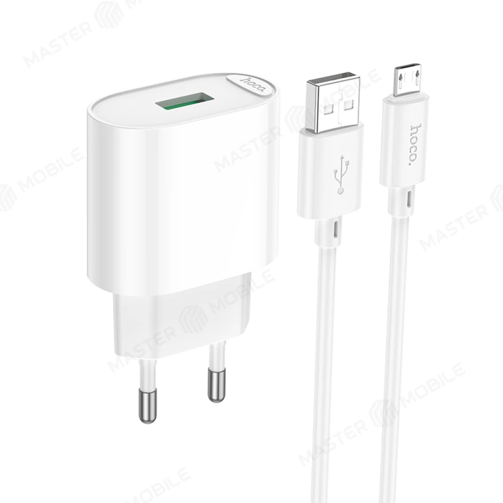 Сетевое зарядное устройство Hoco C109A USB 20W + кабель USB - MicroUSB (белый) фото №1