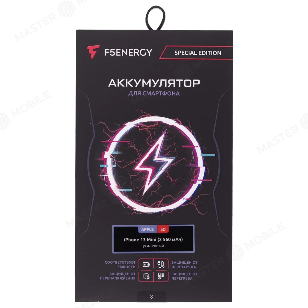 Аккумулятор для Apple iPhone 13 mini (F5ENERGY) (усиленный) (2560 мАч) (SPECIAL EDITION) (SYSTEM DAIGNOSABLE) + двухсторонний скточ фото №4