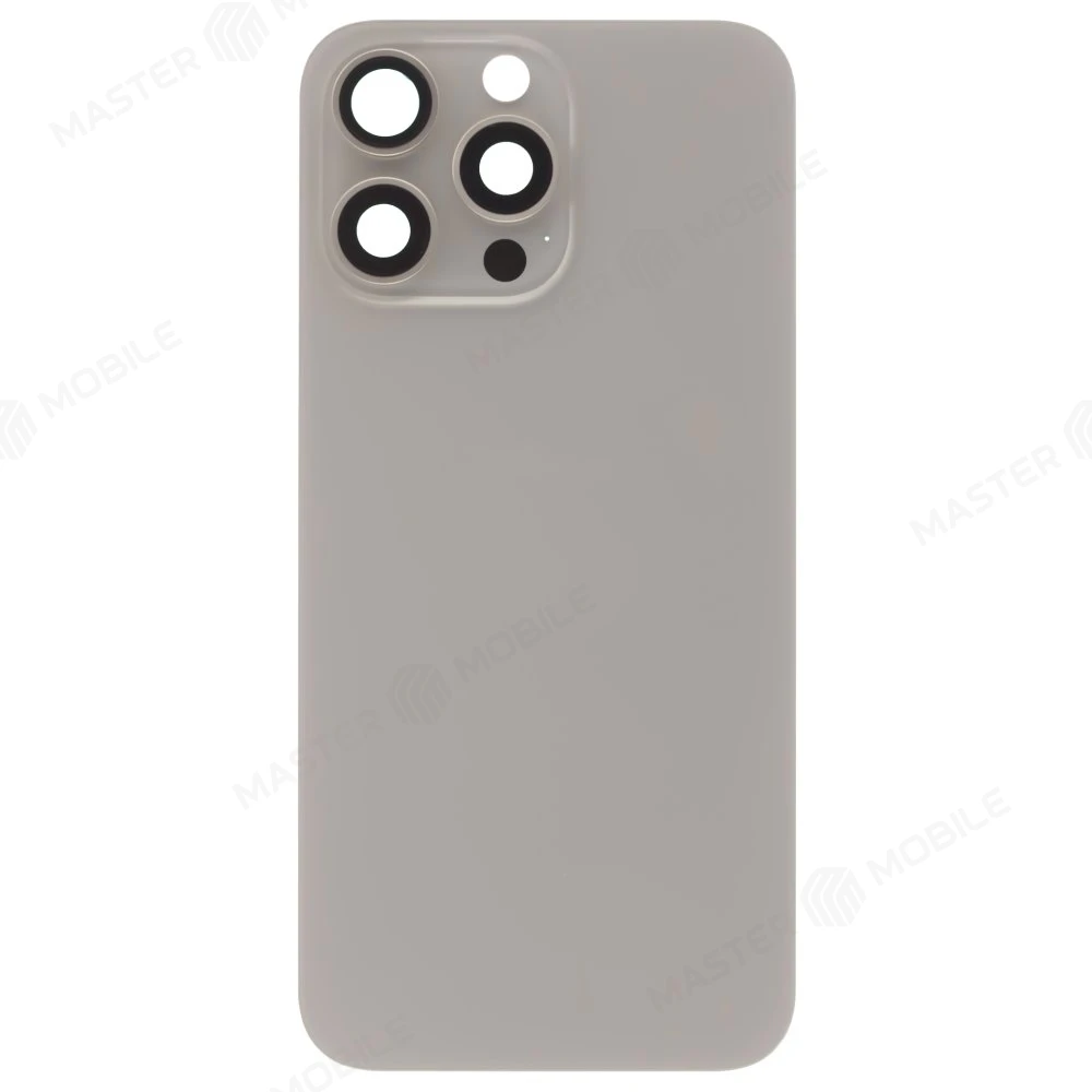 Задняя крышка для Apple iPhone 15 Pro Max (титановый) (в сборе со стеклом камеры) (Premium)