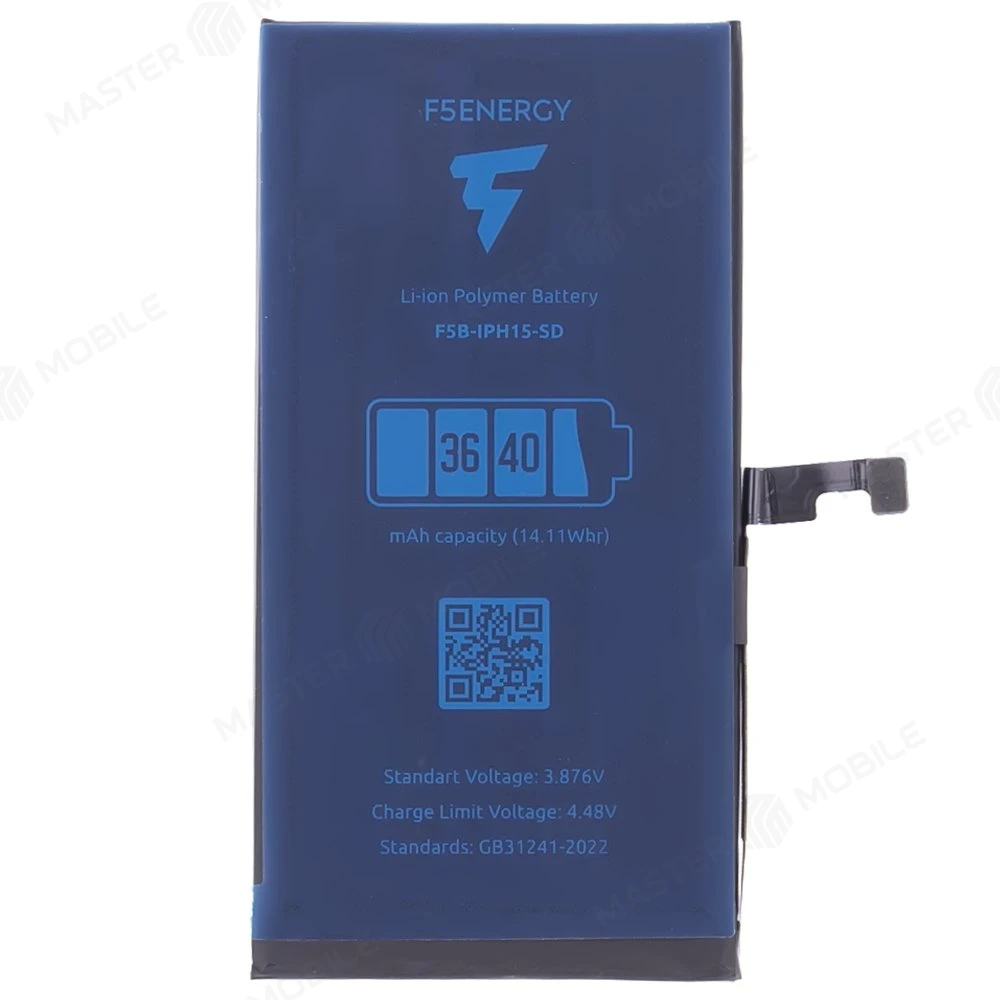 Аккумулятор для Apple iPhone 15 (F5ENERGY) (усиленный) (3640 мАч) (SPECIAL EDITION) (SYSTEM DIAGNOSABLE) + двухсторонний скотч фото №2