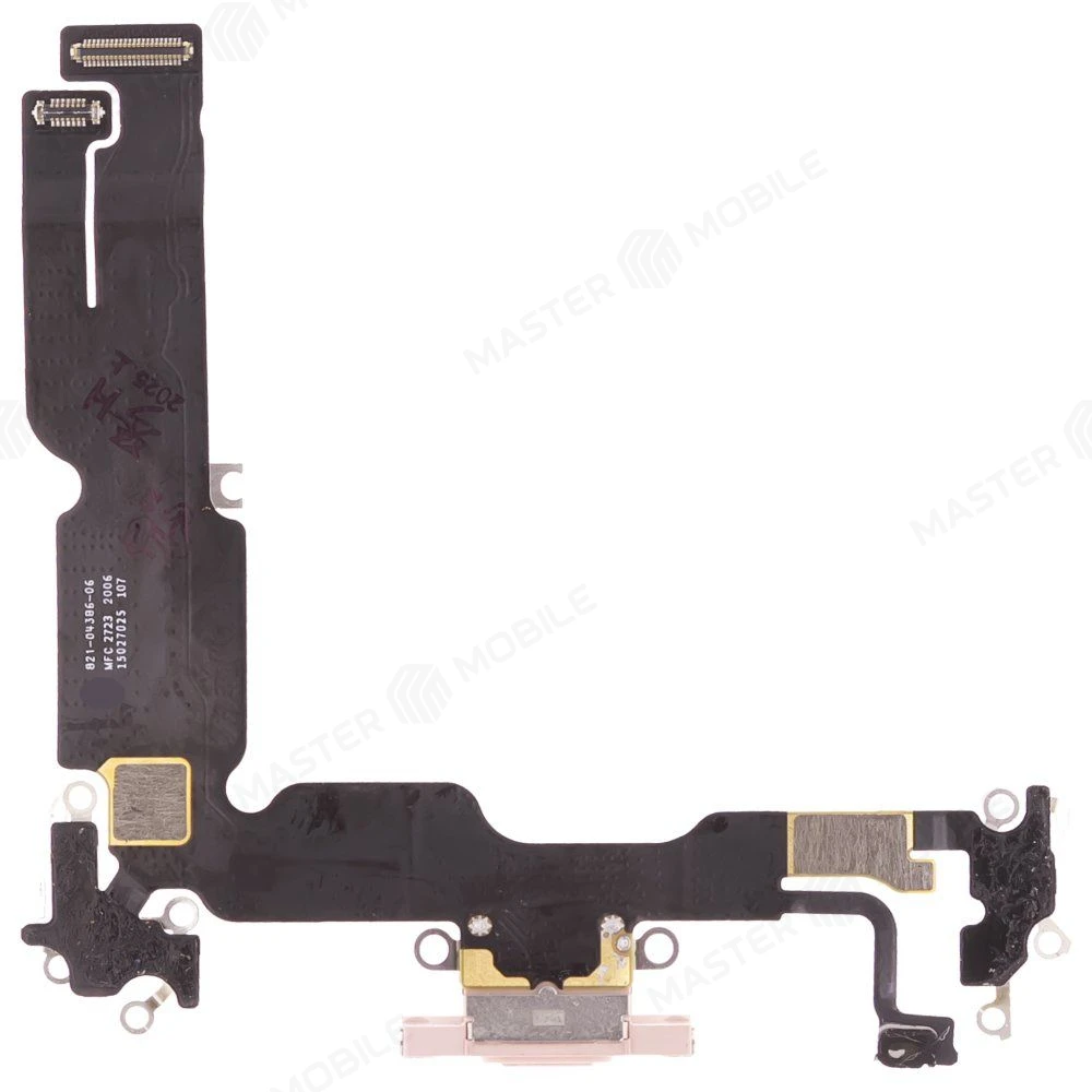 Шлейф для Apple iPhone 15 Plus с комп. + разъем зарядки + микрофон (розовый) (ORIG100) фото №2