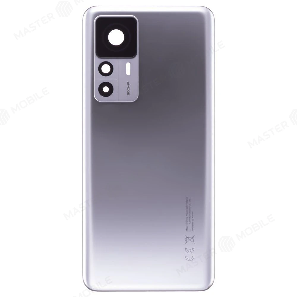 Задняя крышка для Xiaomi 12T Pro (22081212UG) (серебристый) (в сборе со стеклом камеры) (ORIG100) фото №1