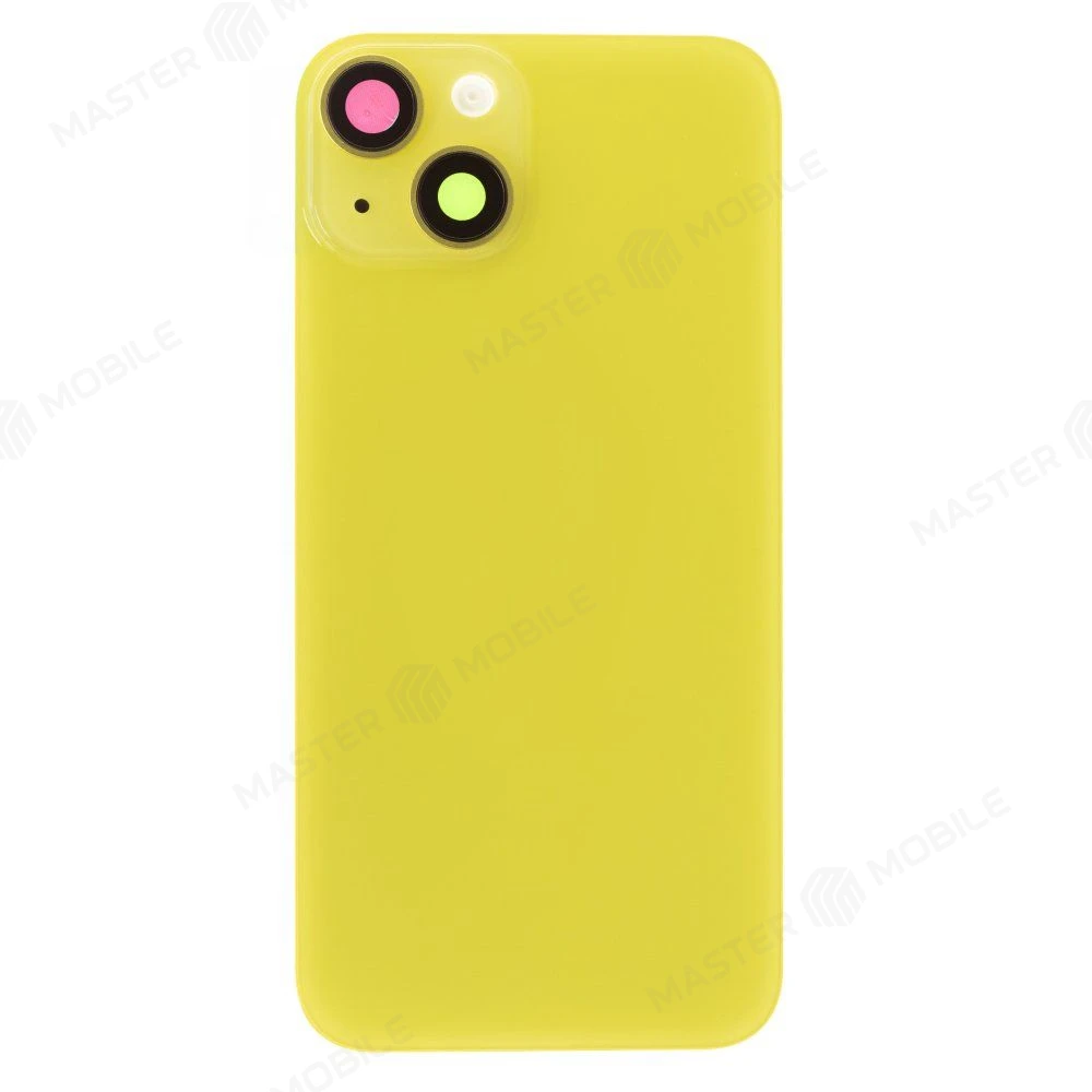 Задняя крышка для Apple iPhone 14 (желтый) (в сборе со стеклом камеры и шлейфом) (Premium)  фото №1