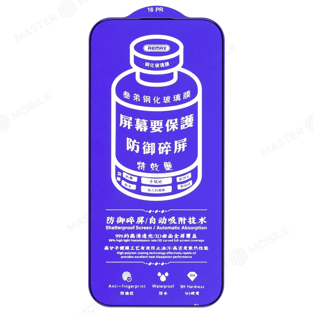 Защитное стекло Remax Medicine Glass GL-27 для Apple iPhone 16 Pro / iPhone 17 (SIM + eSIM) / iPhone 17 (eSIM) (черный) фото №3