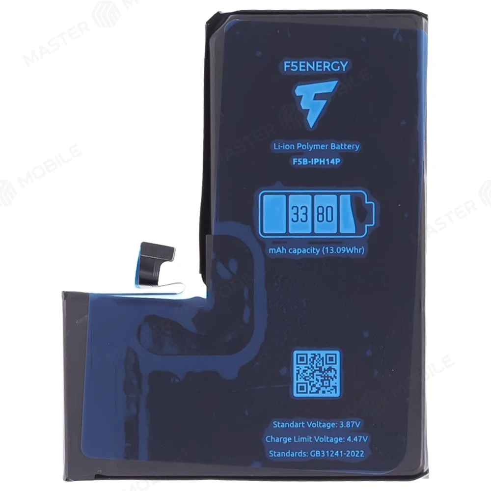 Аккумулятор для Apple iPhone 14 Pro (F5ENERGY) (усиленный) (3380 мАч) (SPECIAL EDITION) + двухсторонний скотч фото №1