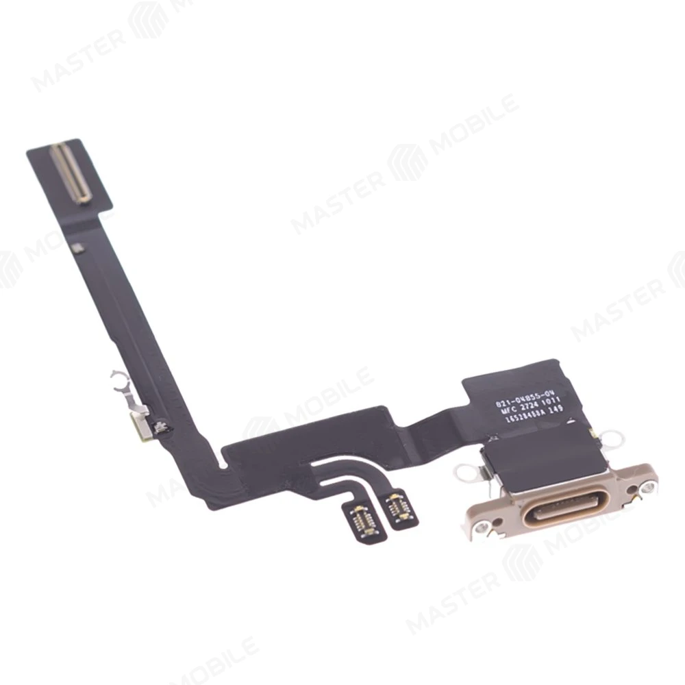 Шлейф для Apple iPhone 16 Pro с комп. + разъем зарядки (золотистый) (ORIG100)  фото №3