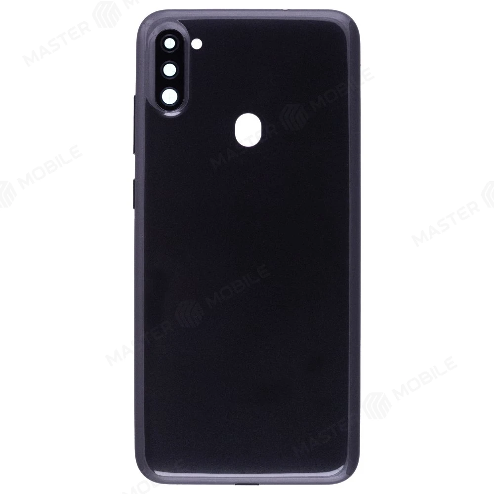 Задняя крышка для Samsung A115 Galaxy A11 (черный) (в сборе со стеклом камеры) фото №1