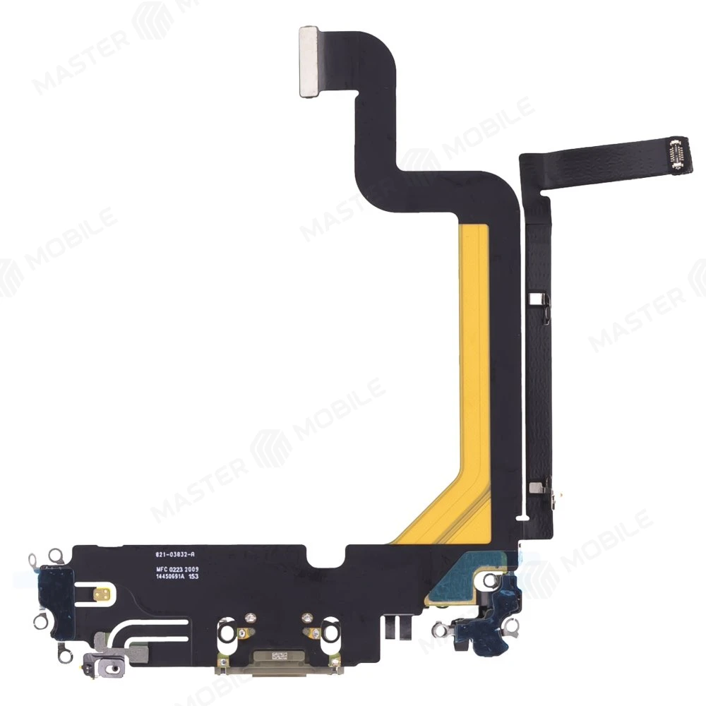 Шлейф для Apple iPhone 14 Pro Max с комп. + разъем зарядки + микрофон (золотистый) (ORIG100) фото №2