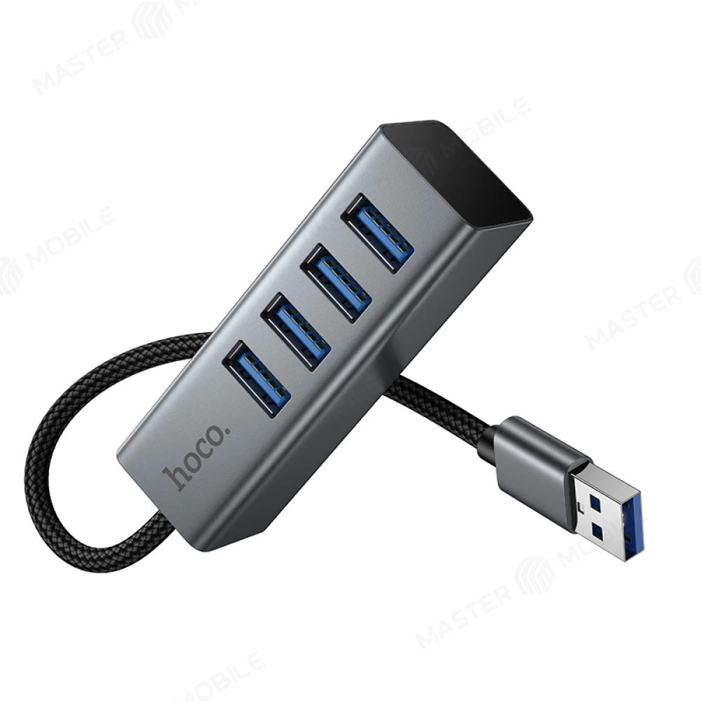 Разветвитель USB Hub Hoco HB1B 4 USB - USB (серый) фото №5
