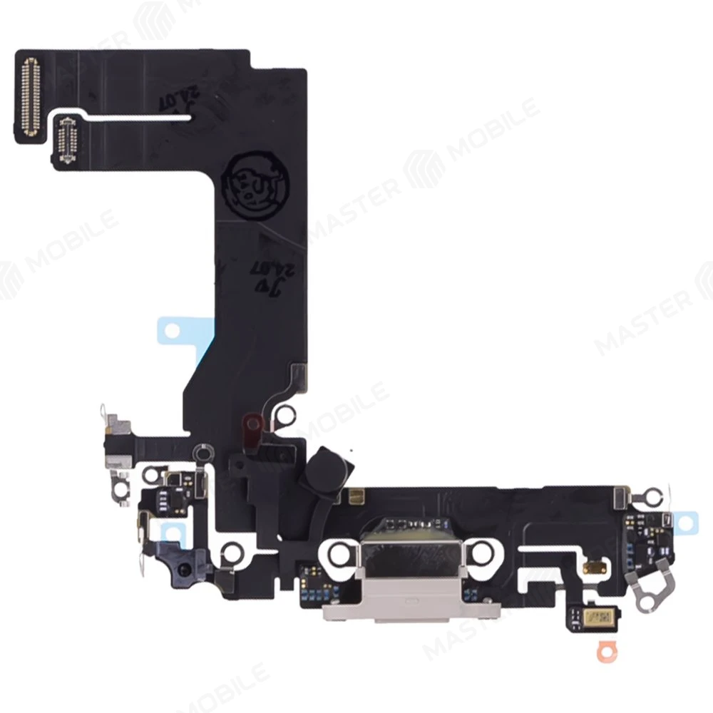 Шлейф для Apple iPhone 13 mini с комп. + разъем зарядки + микрофон (белый) (ORIG100) фото №1