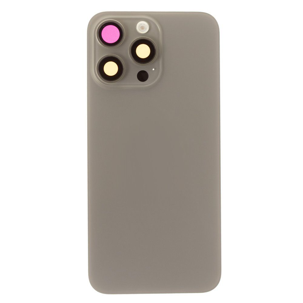 Задняя крышка для Apple iPhone 15 Pro Max (титановый) (в сборе со стеклом камеры и шлейфом) (Premium)
