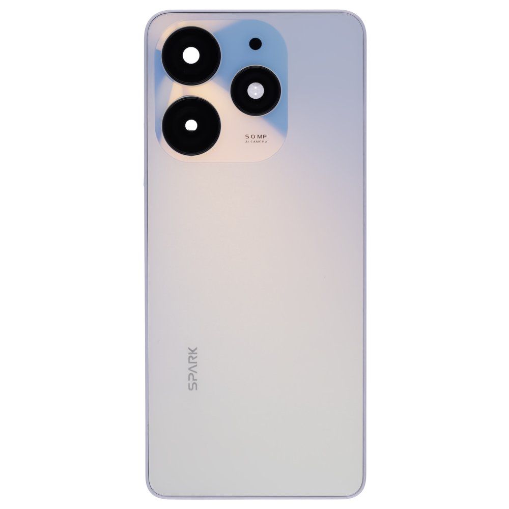 Задняя крышка для Tecno Spark 10 Pro (KI7) (белый) (в сборе со стеклом камеры)