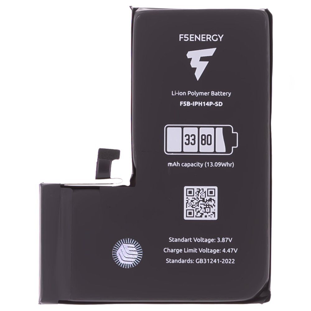 Аккумулятор для Apple iPhone 14 Pro (F5ENERGY) (усиленный) (3380 мАч) (SPECIAL EDITION) (с верификацией) + двухсторонний скотч