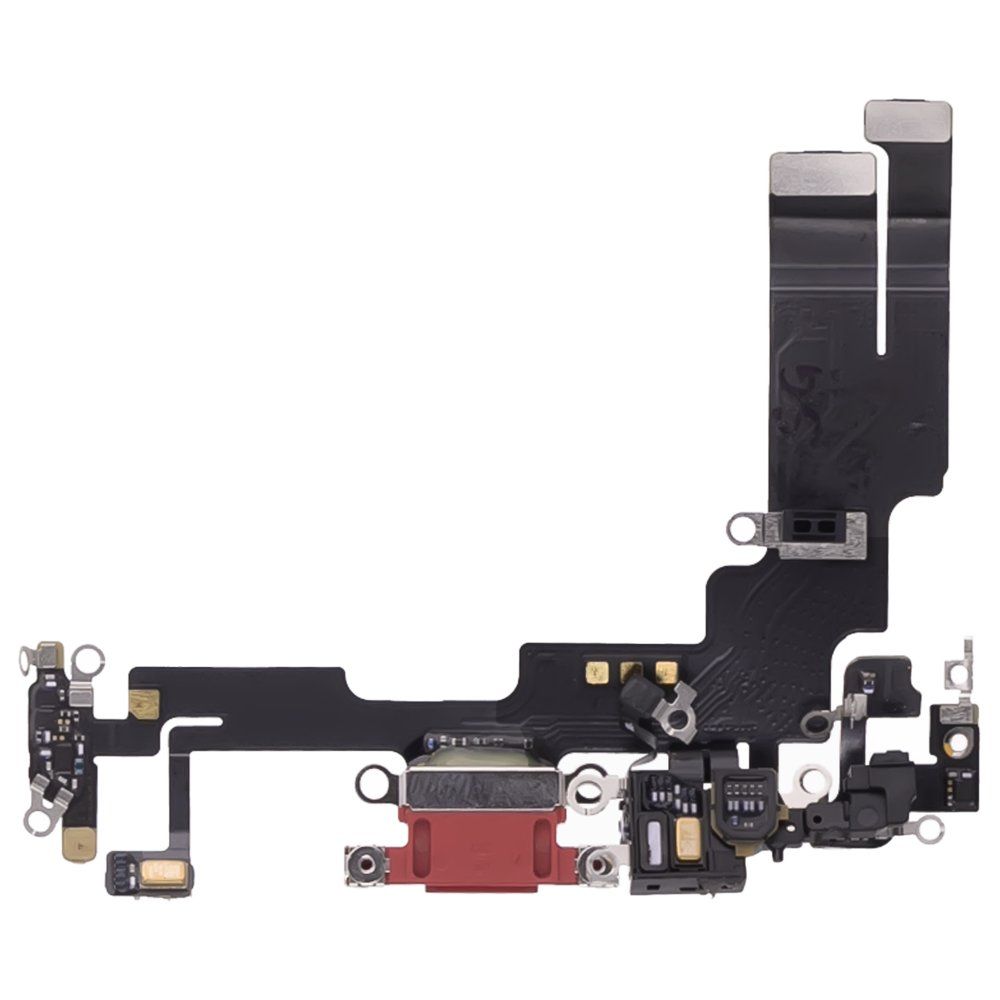 Шлейф для Apple iPhone 14 с комп. + разъем зарядки + микрофон (красный) (ORIG100)