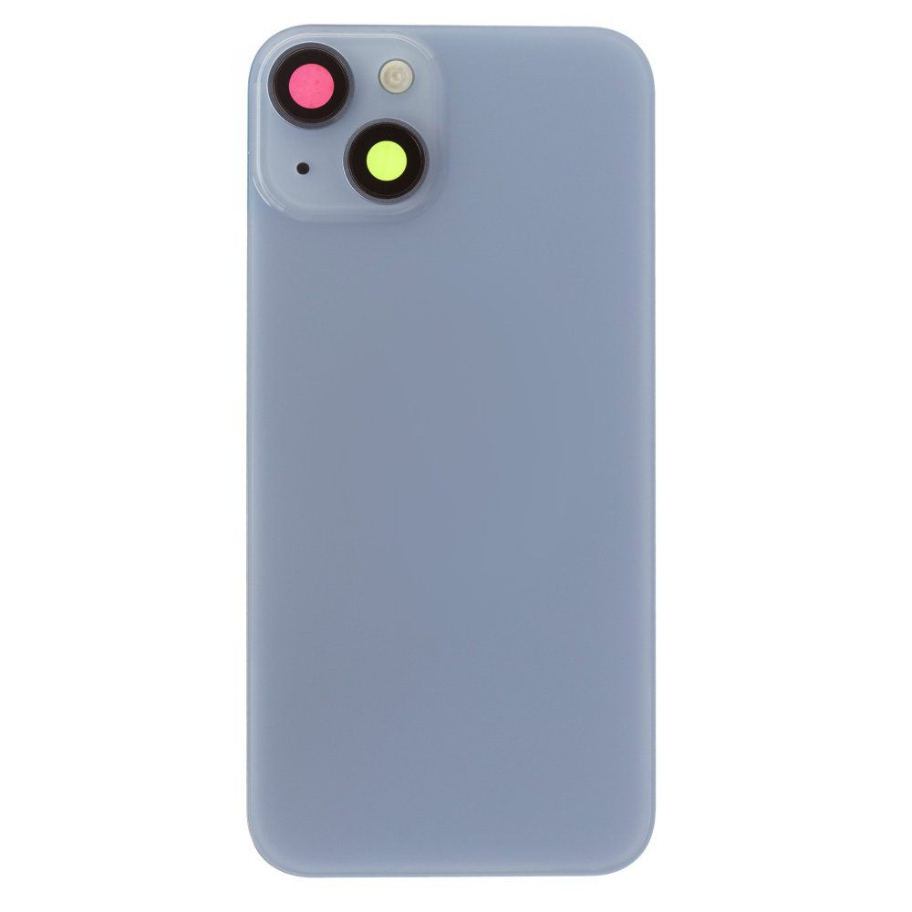Задняя крышка для Apple iPhone 14 (голубой) (в сборе со стеклом камеры и шлейфом) (Premium)