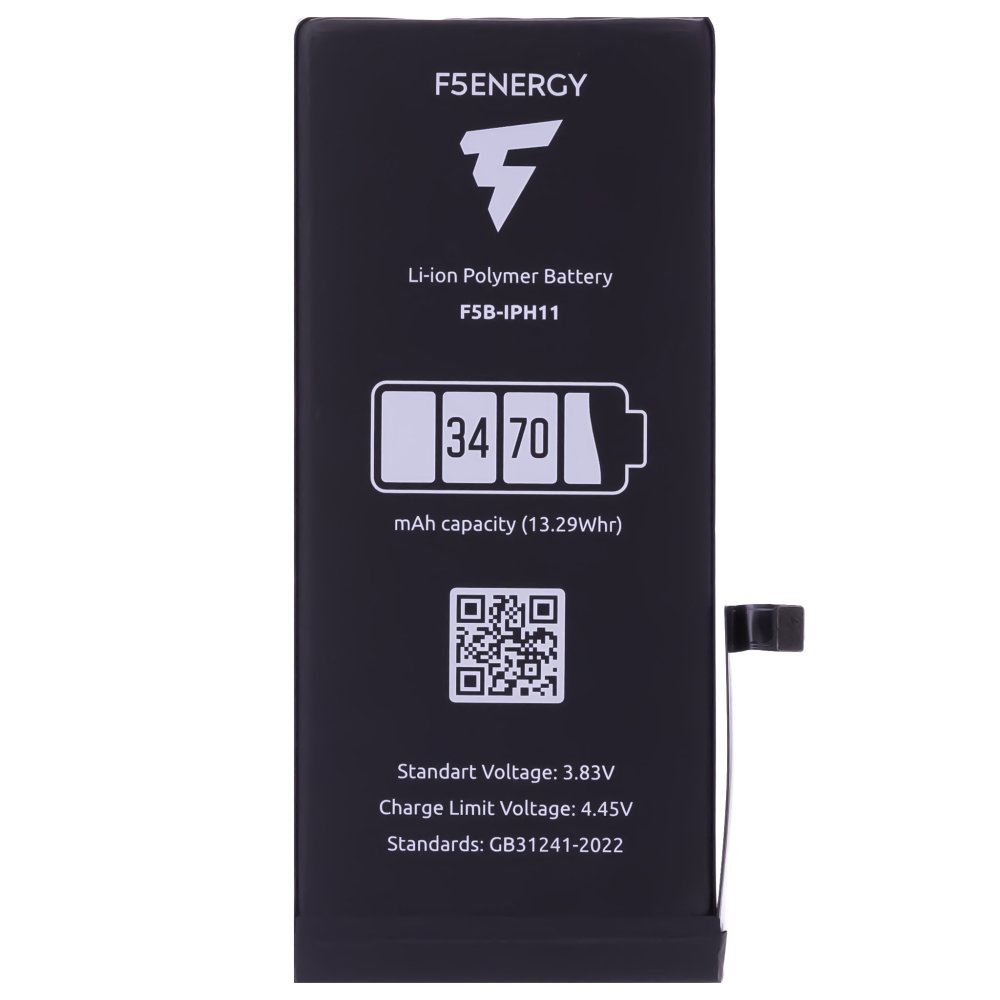 Аккумулятор для Apple iPhone 11 (F5ENERGY) (усиленный) (3470 мАч) (SPECIAL EDITION) + двухсторонний скотч