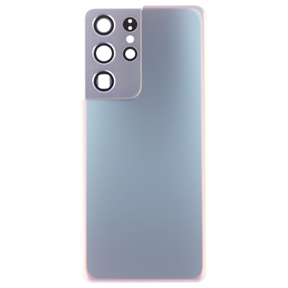 Задняя крышка для Samsung G998 Galaxy S21 Ultra (серебристый) (в сборе со стеклом камеры) (ORIG100)