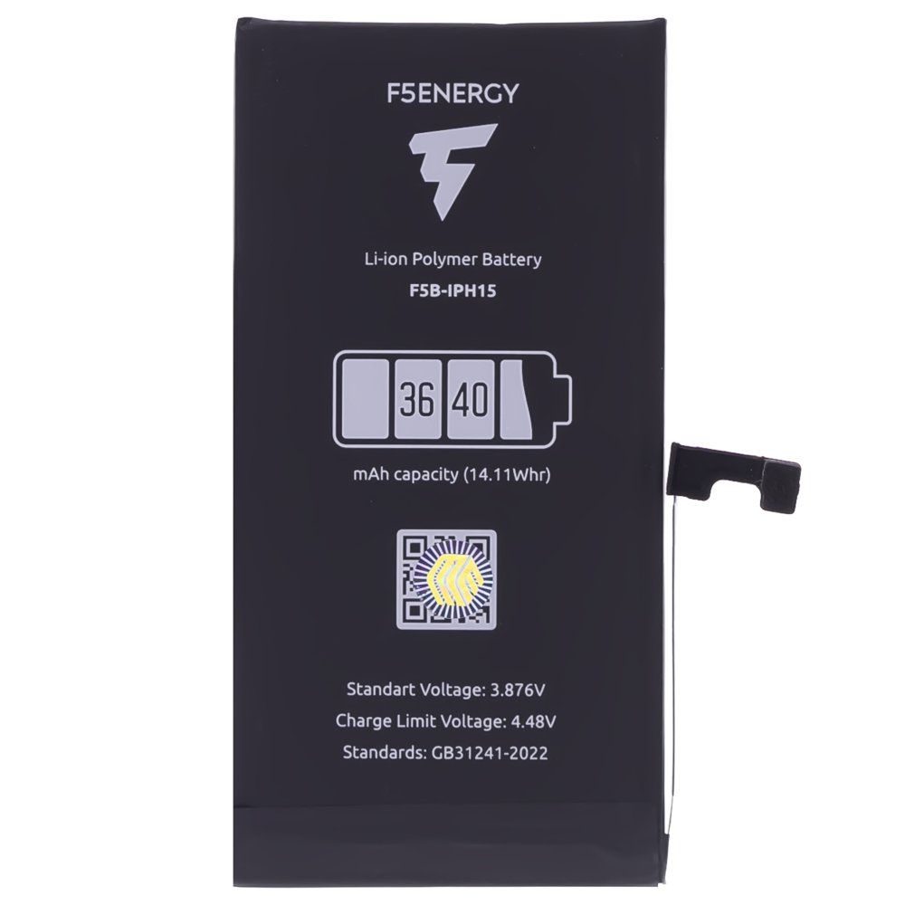 Аккумулятор для Apple iPhone 15 (F5ENERGY) (усиленный) (3640 мАч) (SPECIAL EDITION) + двухсторонний скотч