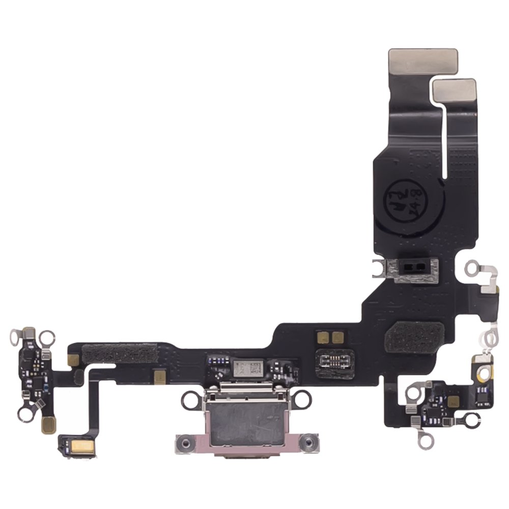 Шлейф для Apple iPhone 15 с комп. + разъем зарядки + микрофон (розовый) (ORIG100)