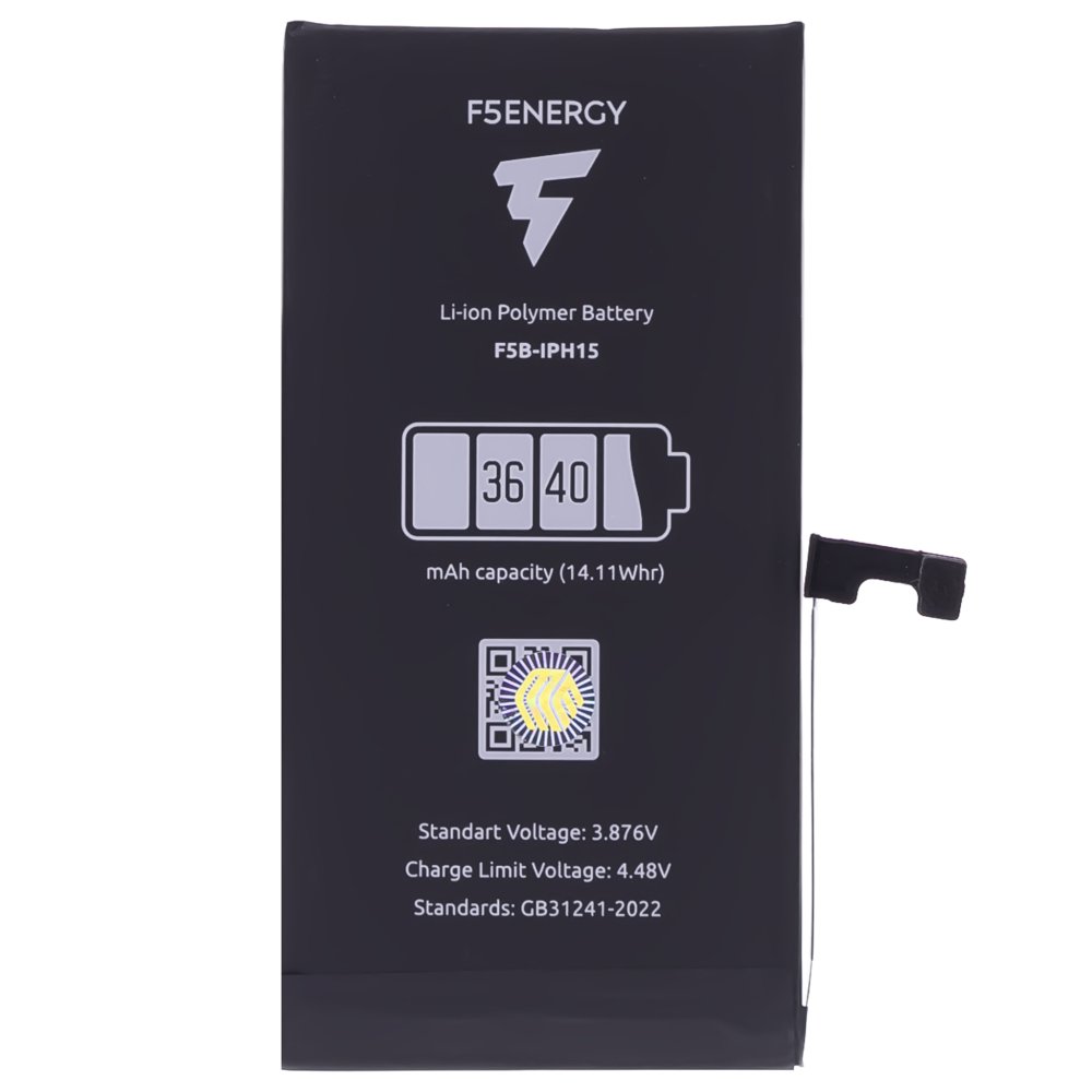 Аккумулятор для Apple iPhone 15 (F5ENERGY) (усиленный) (3640 мАч) (SPECIAL EDITION) + двухсторонний скотч