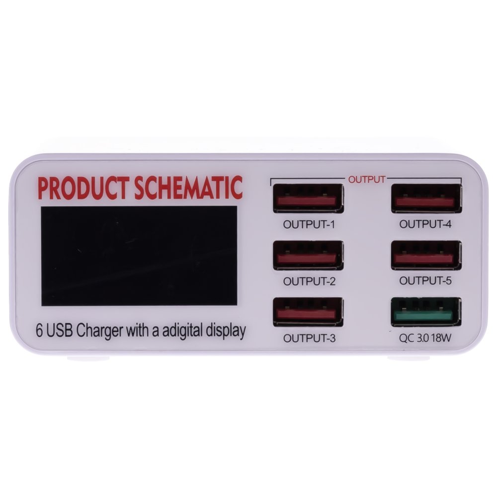 Зарядная станция Product Schematic WLX-896 на 6 USB портов с дисплеем (40W)