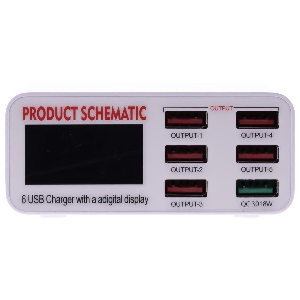 Зарядная станция Product Schematic WLX-896 на 6 USB портов с дисплеем (40W)