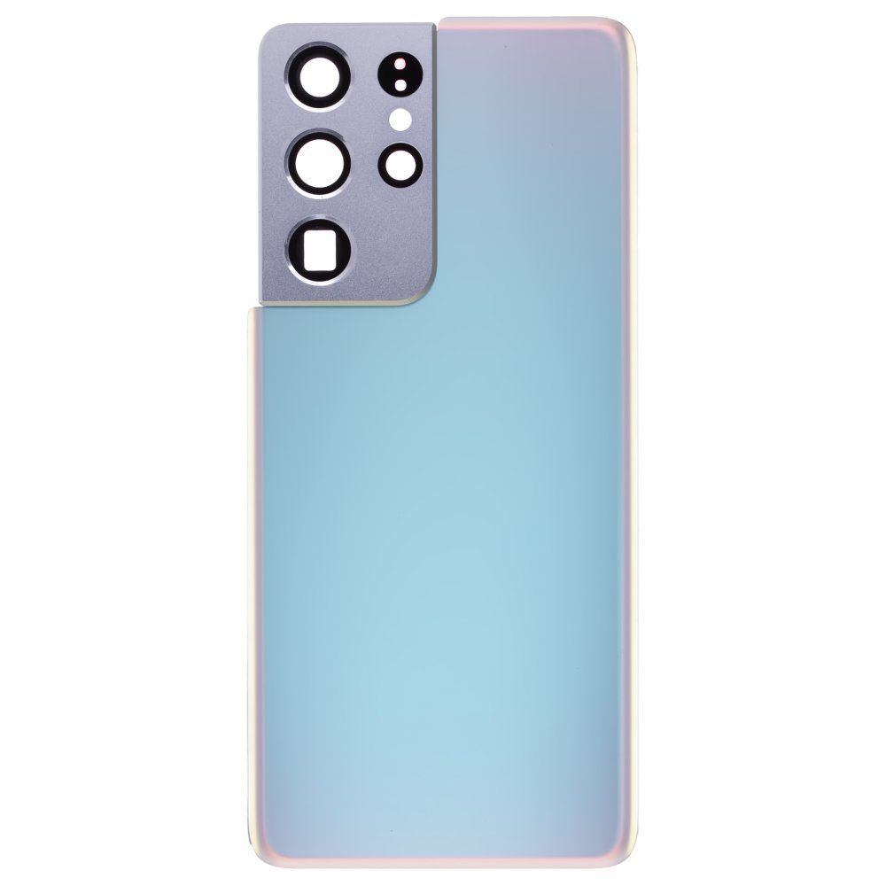 Задняя крышка для Samsung G998 Galaxy S21 Ultra (серебристый) (в сборе со стеклом камеры)
