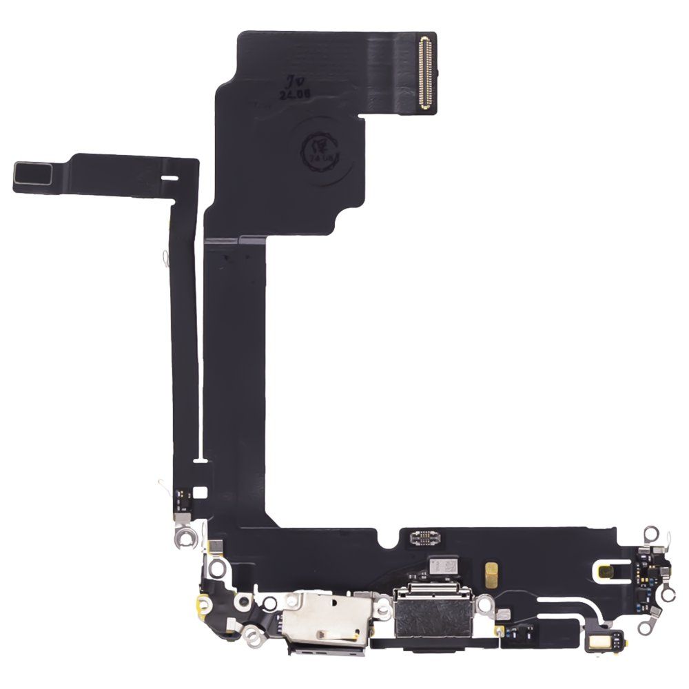 Шлейф для Apple iPhone 15 Pro Max с комп. + разъем зарядки + микрофон (черный) (ORIG100)