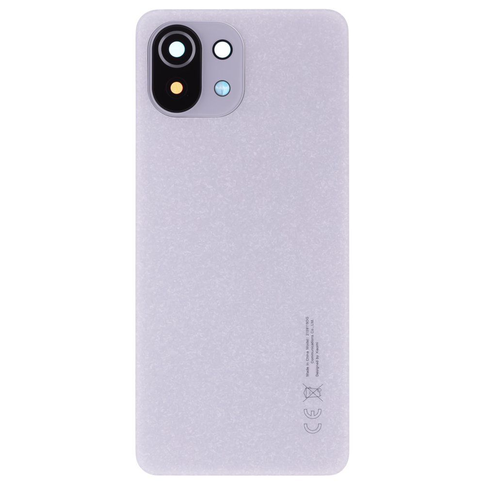 Задняя крышка для Xiaomi 11 Lite 5G NE (2109119DG) / Mi 11 Lite (M2101K9AG) / Mi 11 Lite 5G (M2101K9G) (белый) (в сборе со стеклом камеры) (ORIG100)