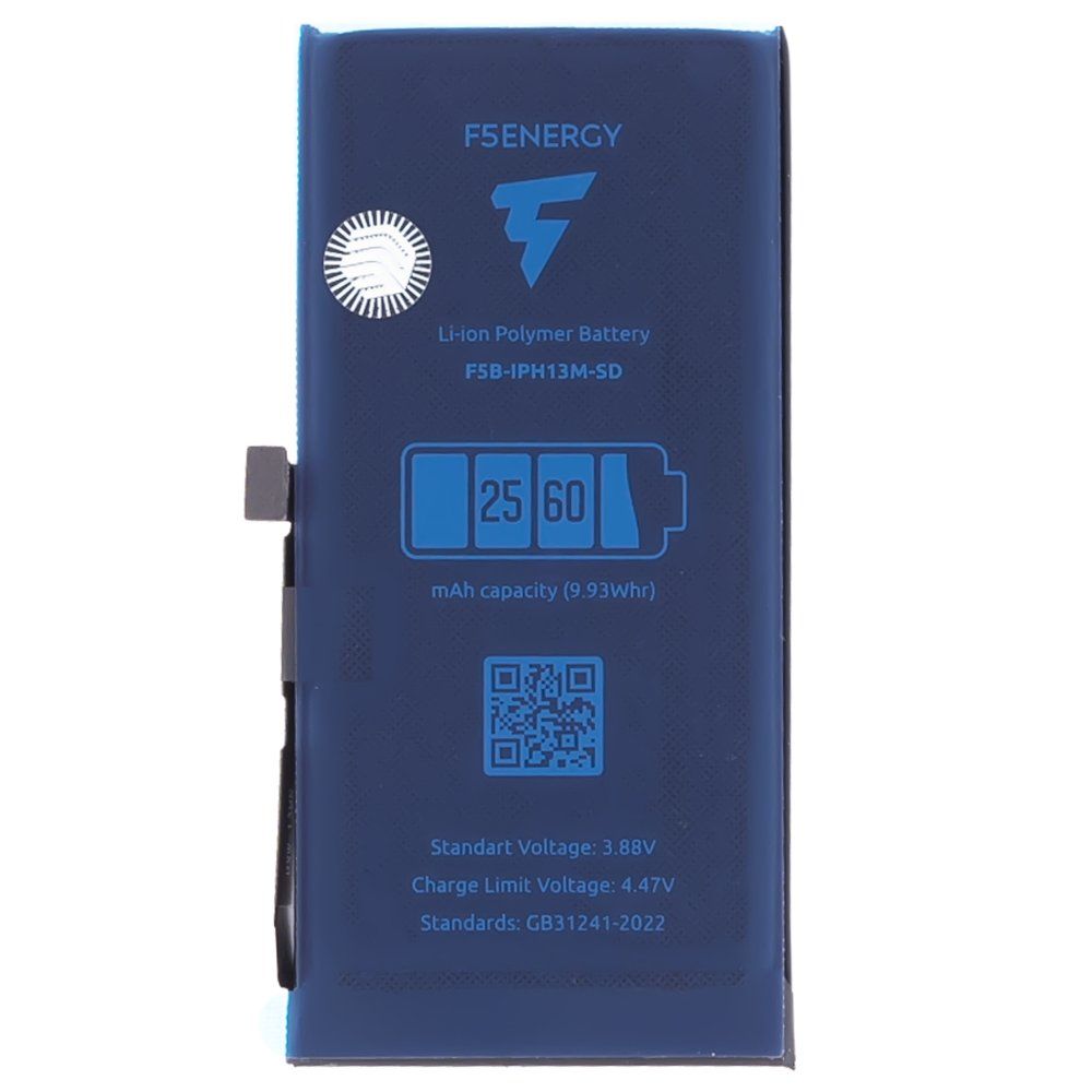 Аккумулятор для Apple iPhone 13 mini (F5ENERGY) (усиленный) (2560 мАч) (SPECIAL EDITION) (с верификацией) + двухсторонний скотч